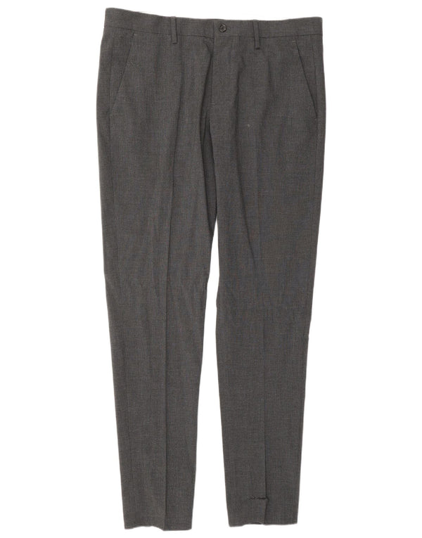 Zara Ανδρικό Slim παντελόνι Chino EU 42 Large W32 L32 Grey Check Wool