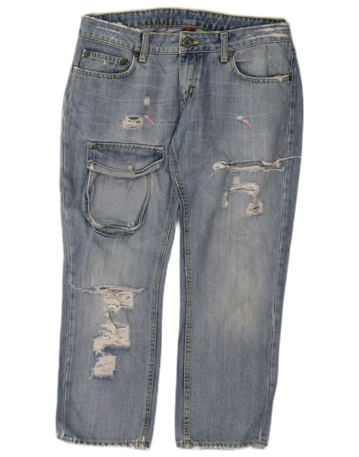 Dondup Womens Cargo Distressed Cropped Jeans W28 L24 Blue