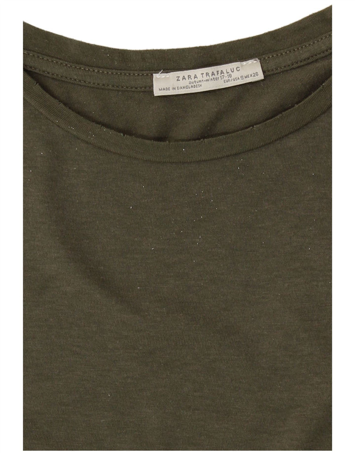 Zara Γυναικείο T-Shirt Top UK 10 Small Khaki