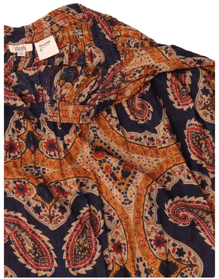 Flash Γυναικεία Πλισέ Φούστα Μικρή W27 Navy Blue Paisley Viscose