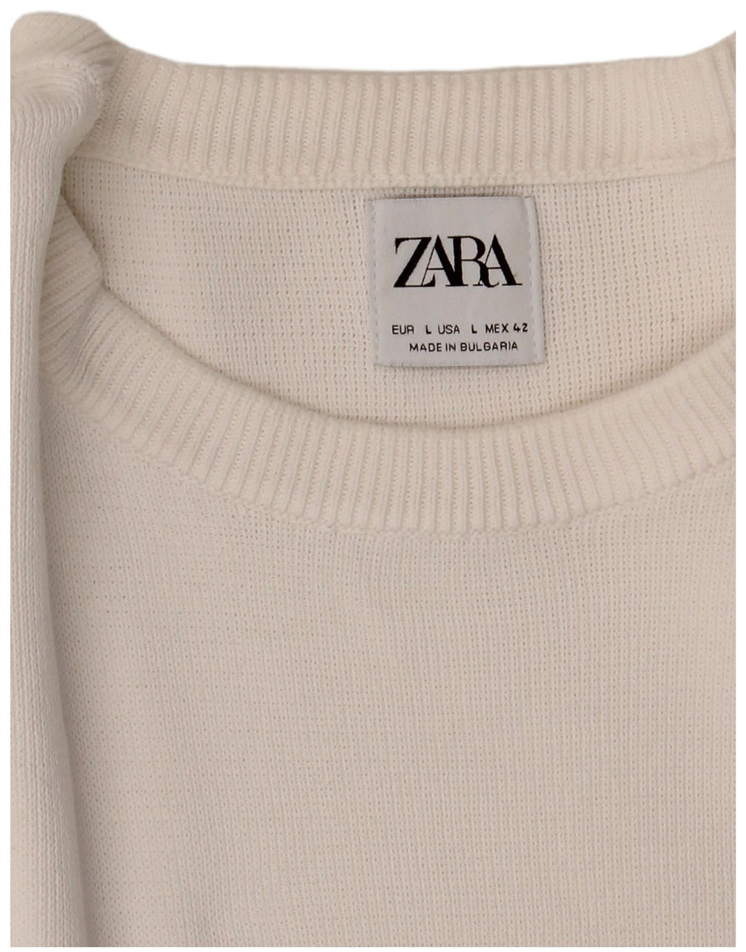 Zara Ανδρικό πουλόβερ με λαιμόκοψη μεγάλο λευκό