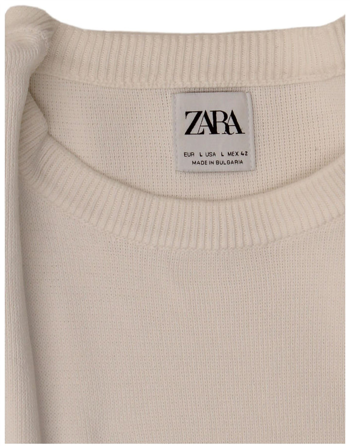Zara Ανδρικό πουλόβερ με λαιμόκοψη μεγάλο λευκό