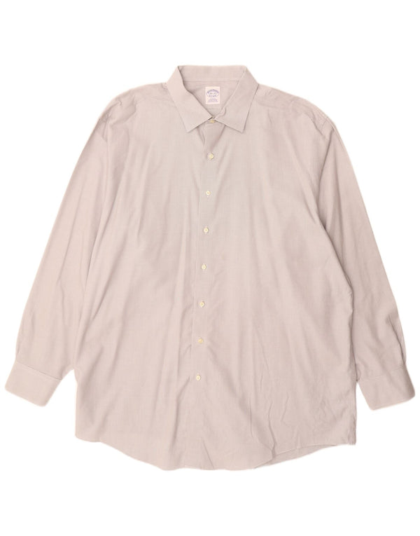 Brooks Brothers Mens Shirt Size 18 1/2 2XL Grey Cotton