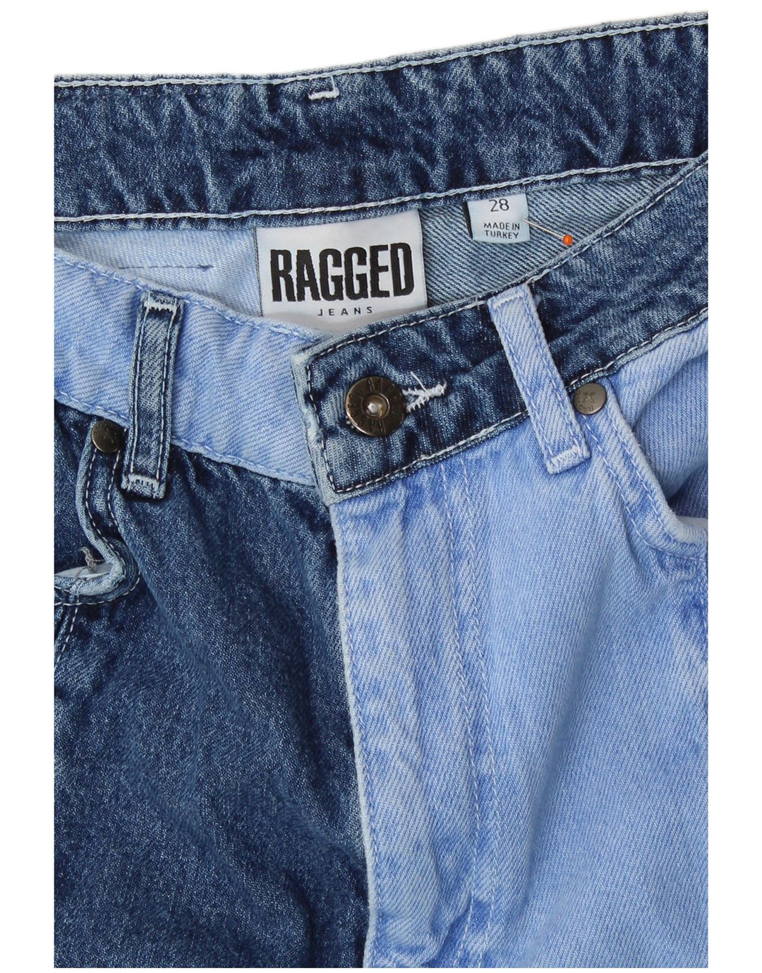 VINTAGE Γυναικείο ίσιο τζιν W28 L28 Blue Patchwork Cotton Retro