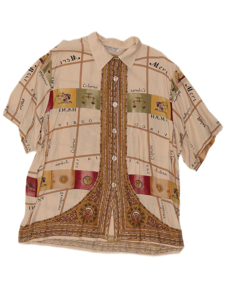 MARCELLO CIONI Γυναικείο γραφικό πουκάμισο μπλούζα IT 48 XL Off White Colourblock