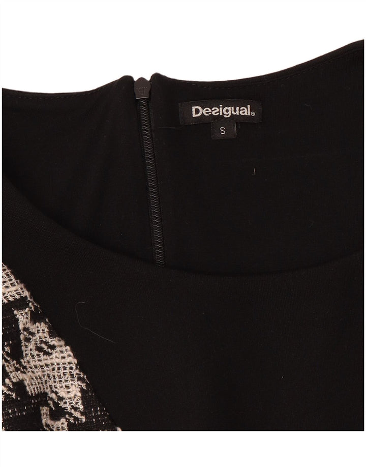 Desigual γυναικείο φόρεμα με μανίκια 3/4 UK 10 Small Black Patchwork