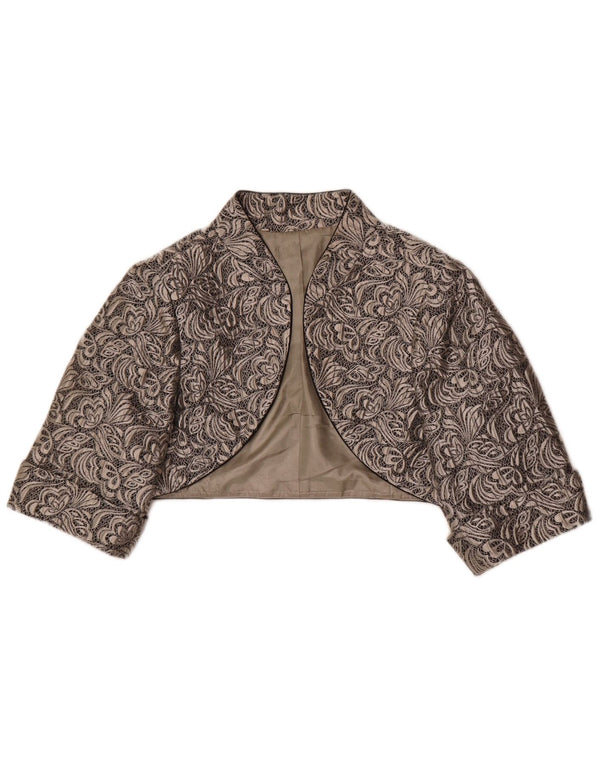 Vintage γυναικείο μπουφάν Bolero UK 18 XL Γκρι φλοράλ πολυεστέρας