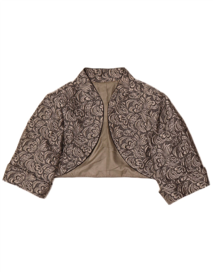 Vintage γυναικείο μπουφάν Bolero UK 18 XL Γκρι φλοράλ πολυεστέρας