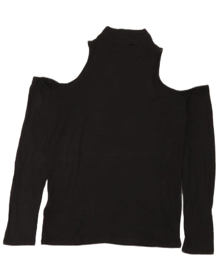 Lipsy Womens Off Shoulder Μπλούζα Top UK 12 Medium Black Viscose