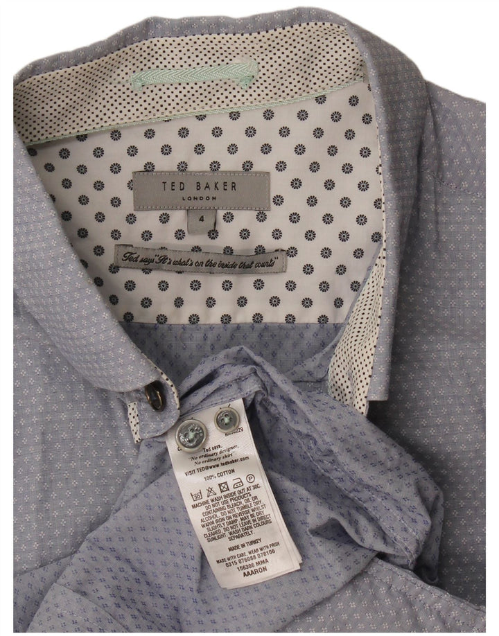 Ted Baker Ανδρικό πουκάμισο Abstract Pattern Μέγεθος 4 Μεγάλο μπλε βαμβακερό