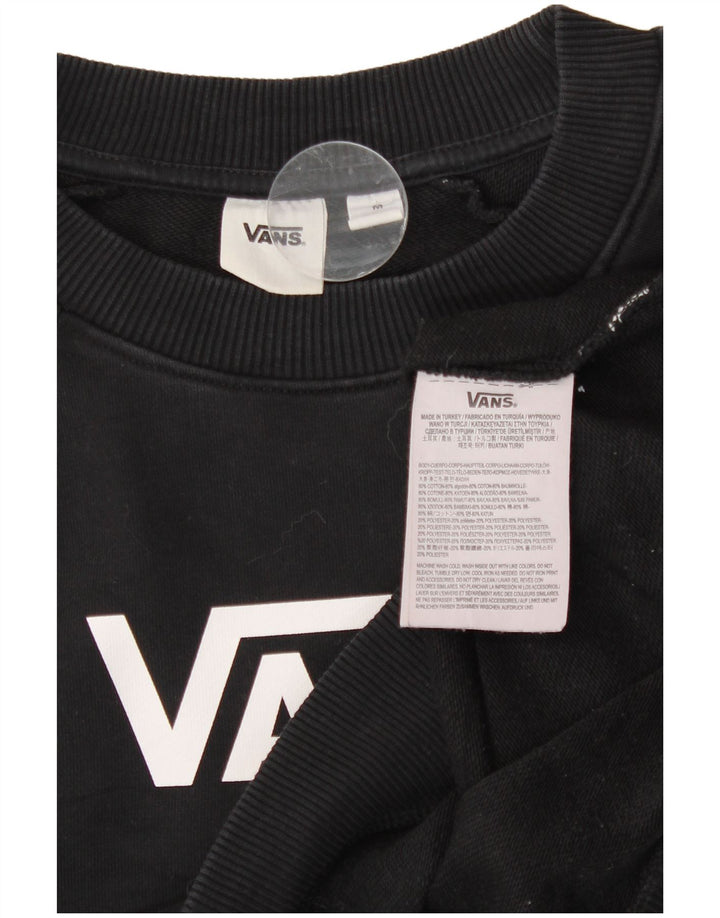 Vans Womens Crop Graphic Oversized Φούτερ Jumper UK 14 Medium Black