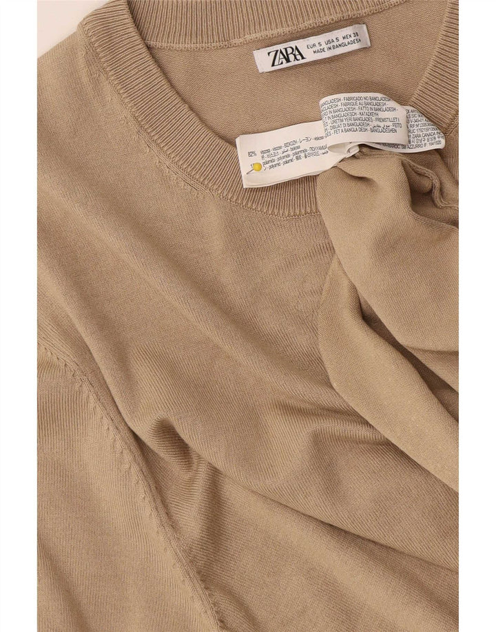 Zara Ανδρικό T-Shirt Top Μικρό μπεζ βισκόζη