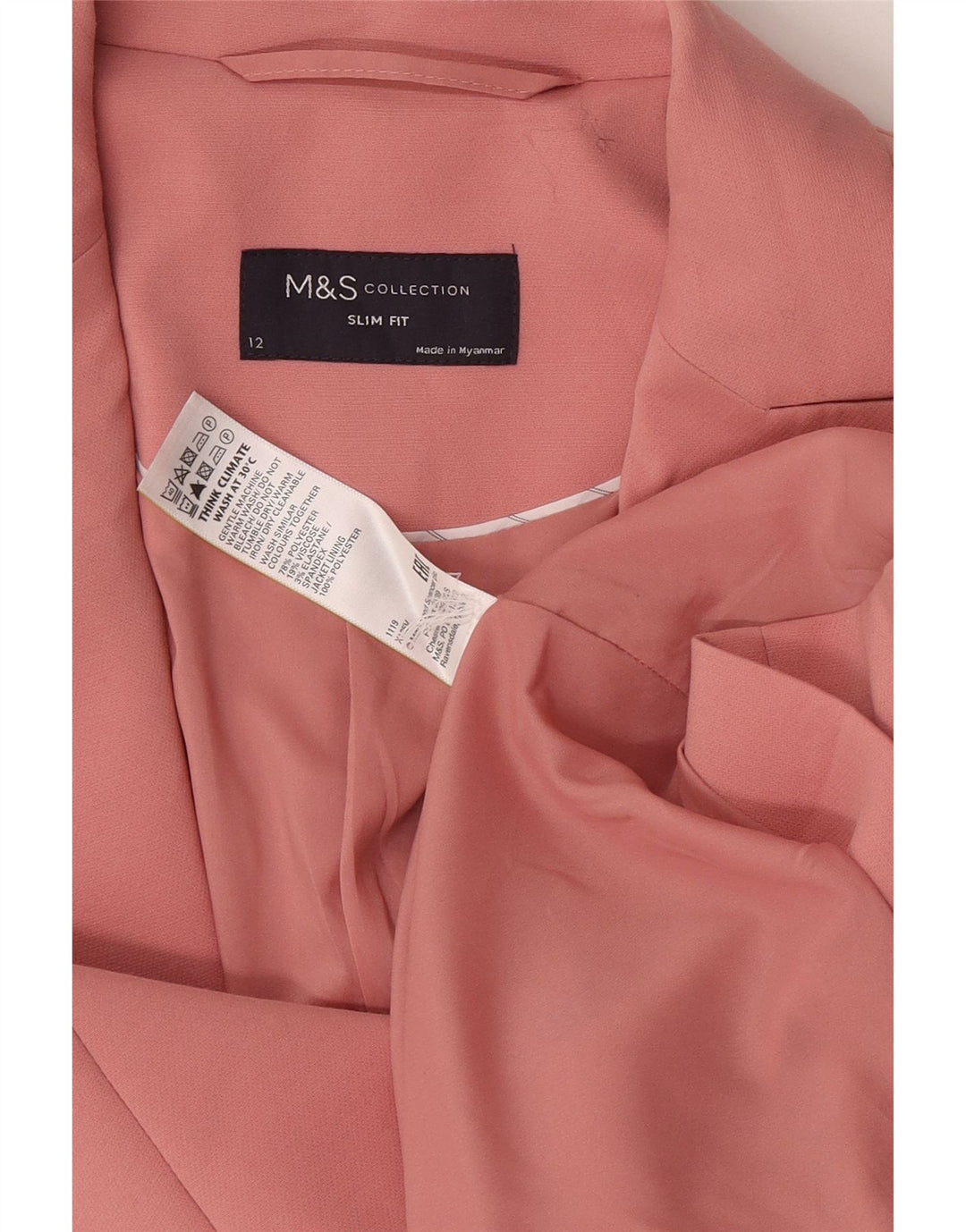Marks & Spencer Γυναικείο Μπουφάν Blazer με 1 Κουμπιά 12 μεσαίο ροζ