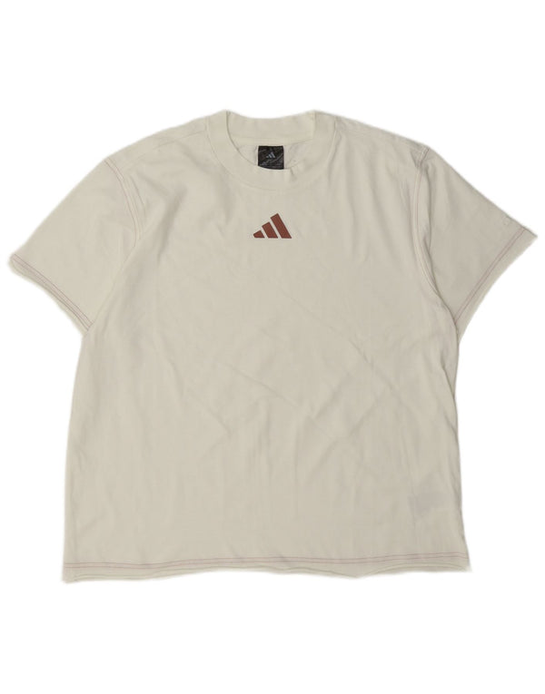 Adidas Γυναικείο T-Shirt Top UK 16/18 μεγάλο λευκό βαμβακερό