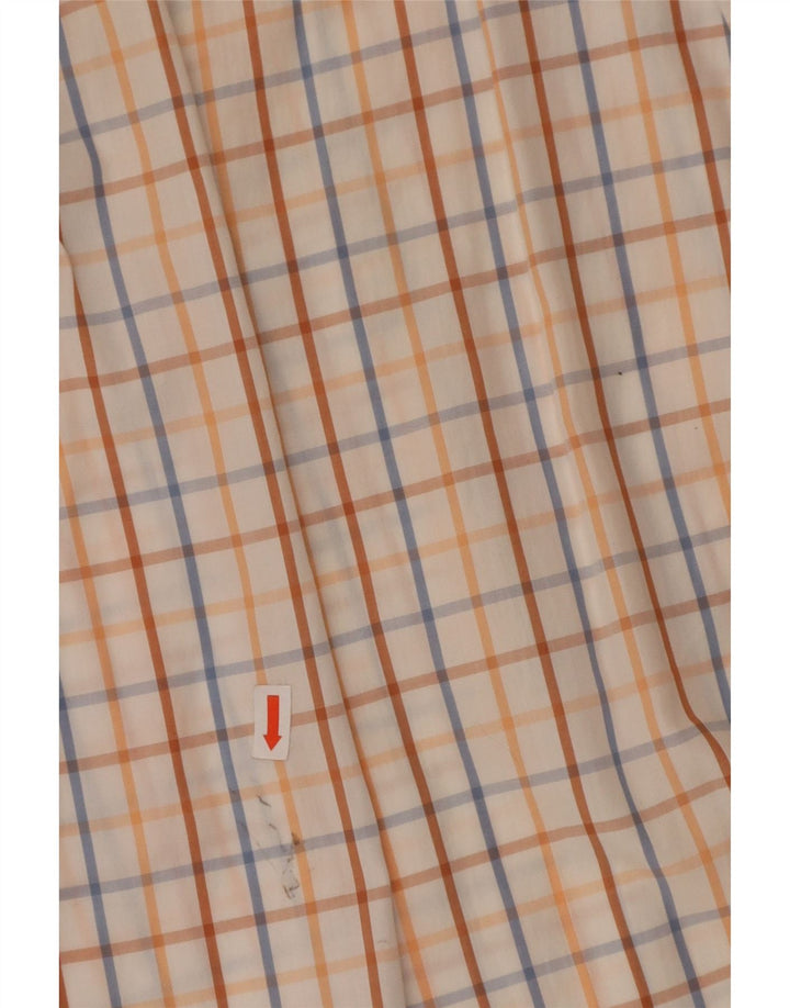 BALLANTYNE Mens Shirt XL Off White Check Cotton