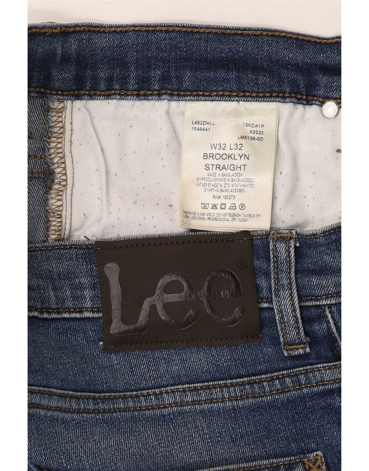 Lee Mens Brooklyn Straight Jeans W32 L32 Blue Cotton
