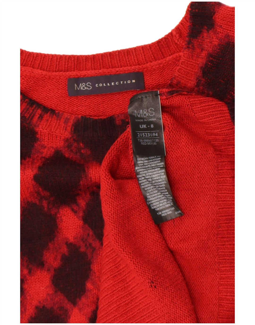 Marks & Spencer Γυναικείο πουλόβερ με λαιμόκαυστο UK 8 Small Red