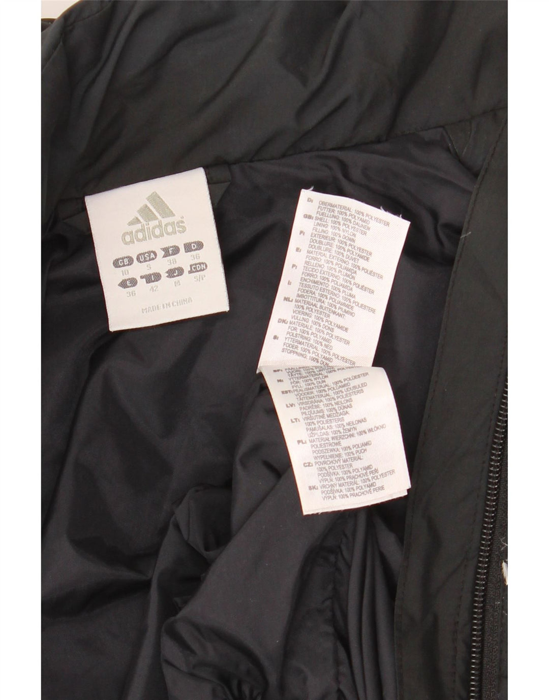 ADIDAS Γυναικείο μπουφάν με κουκούλα μεγάλου μεγέθους UK 10 μικρό μαύρο πολυεστέρα