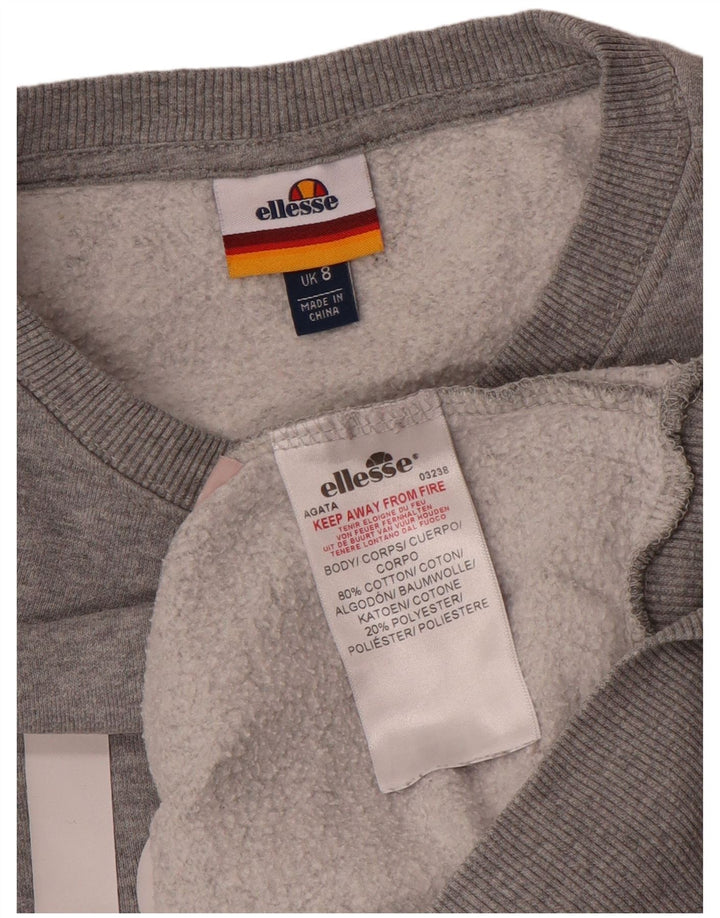Ellesse Γυναικεία γραφική μπλούζα μεγάλου μεγέθους Jumper UK 8 Μικρό γκρι βαμβακερό