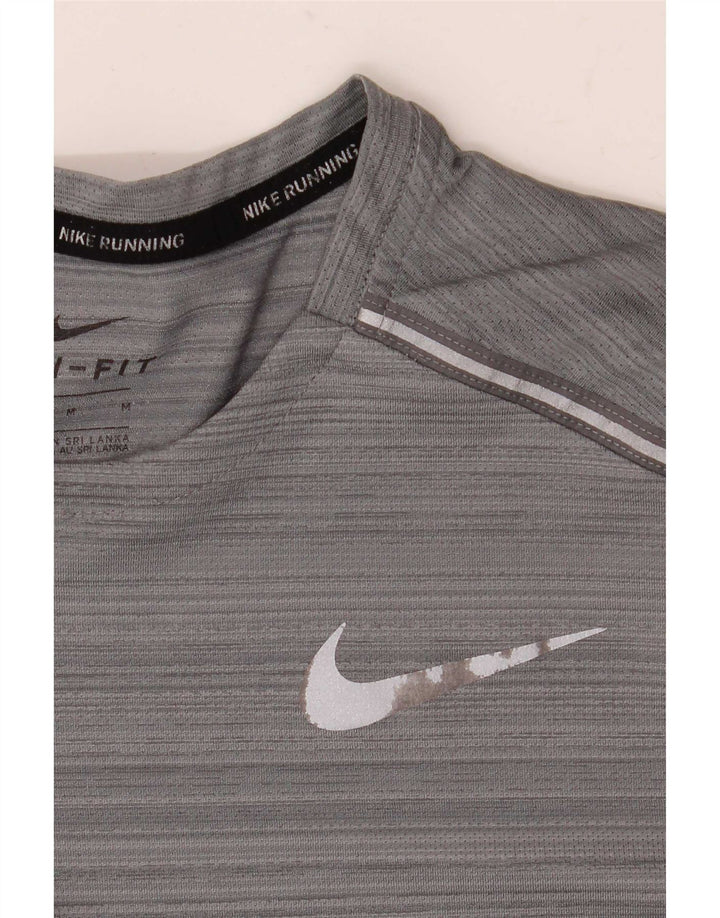 Ανδρικό T-Shirt Nike Dri Fit Τοπ μεσαίου γκρι ριγέ πολυεστέρα