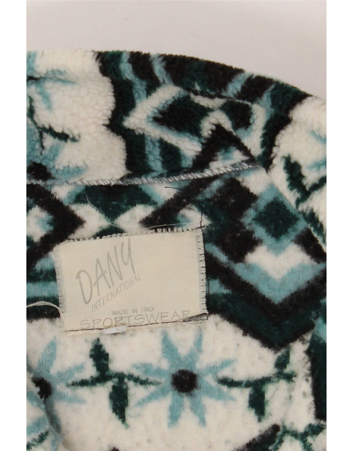 VINTAGE Ανδρικό Fleece Jacket UK 40 Large Blue Geometric