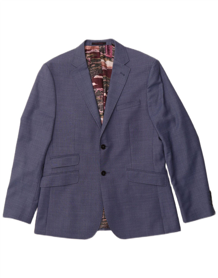 TED BAKER Ανδρικό μοντέρνο μπουφάν σακάκι με 2 κουμπιά UK 40 Μεγάλο μπλε στίγματα