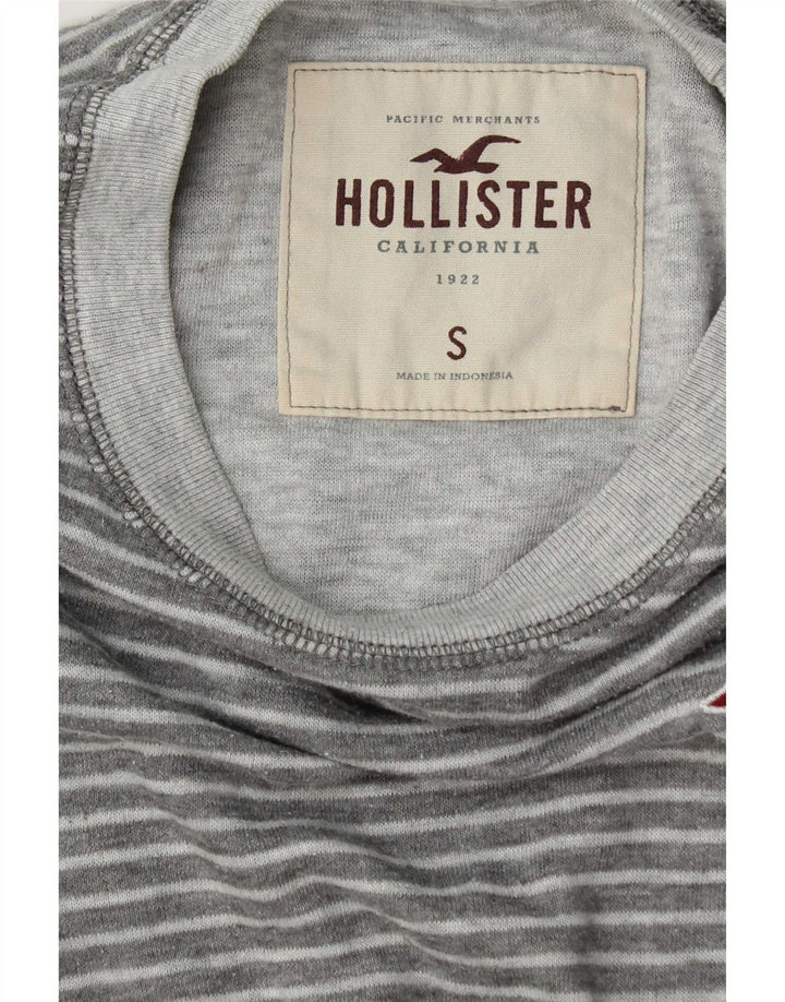 Ανδρικό μπλουζάκι Hollister μακρυμάνικο μικρό γκρι ριγέ
