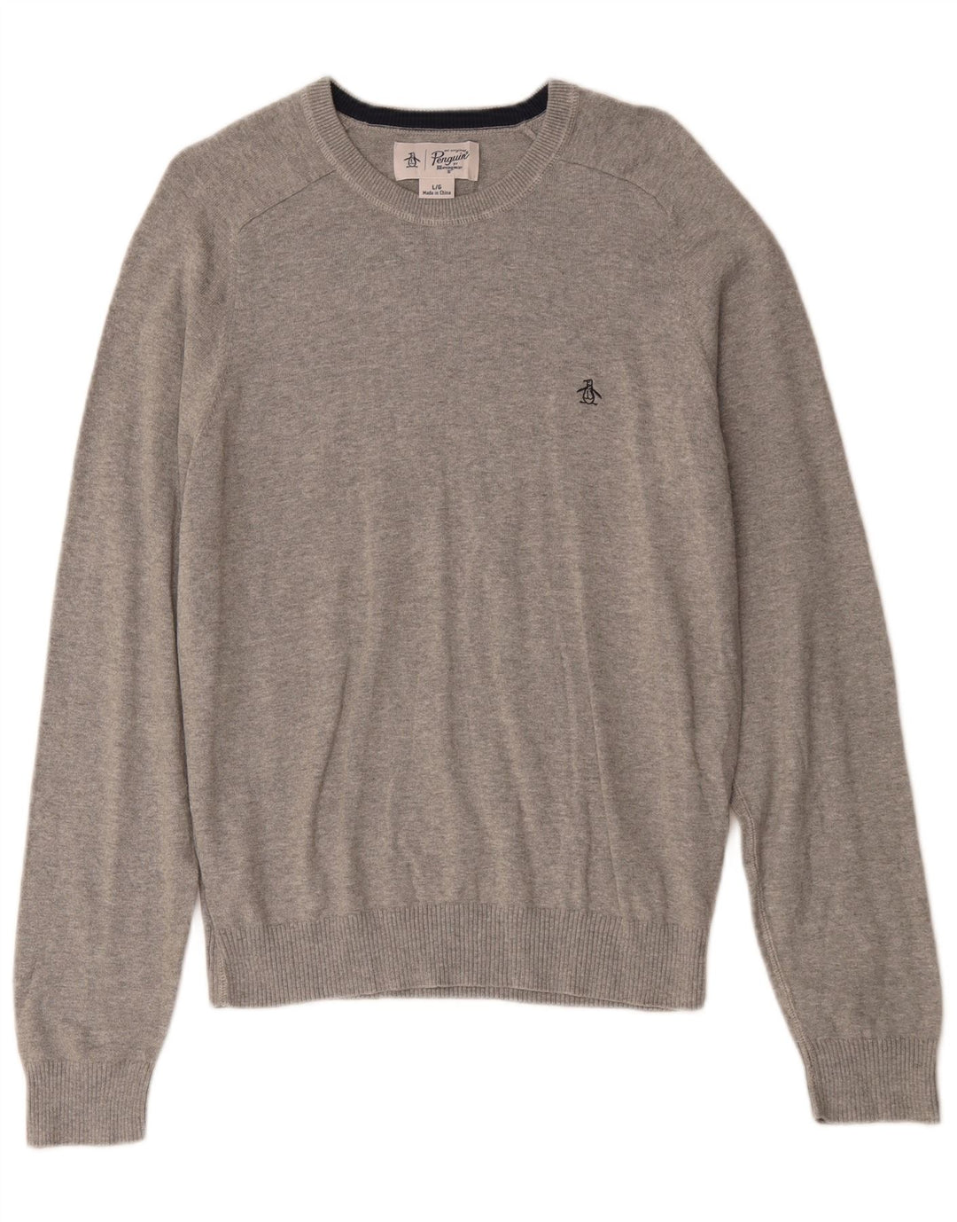 Ανδρικό πουλόβερ Penguin Boat Neck Jumper μεγάλο γκρι βαμβακερό