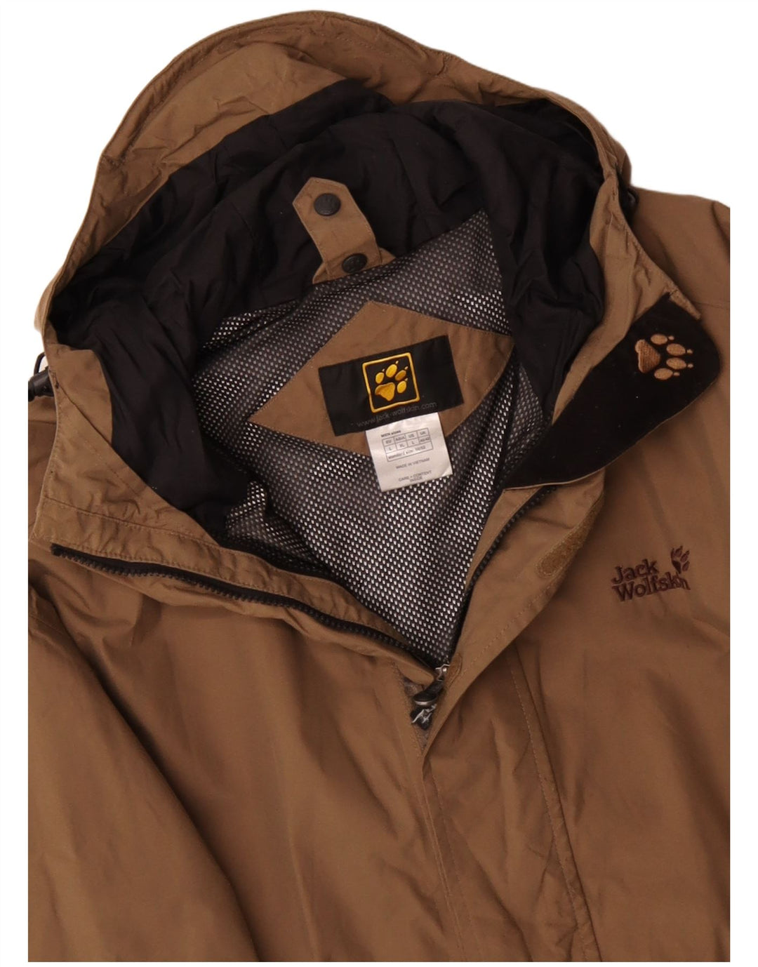 Jack Wolfskin Ανδρικό μπουφάν βροχής με κουκούλα UK 40/42 μεγάλο μπεζ πολυαμίδιο