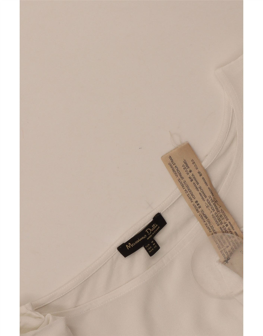 Massimo Dutti Γυναικεία μπλούζα Crop 3/4 Sleeve Top UK 12 Medium White Viscose