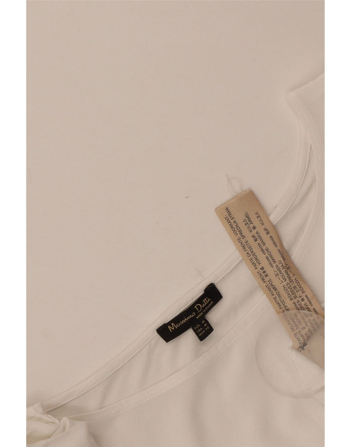 Massimo Dutti Γυναικεία μπλούζα Crop 3/4 Sleeve Top UK 12 Medium White Viscose