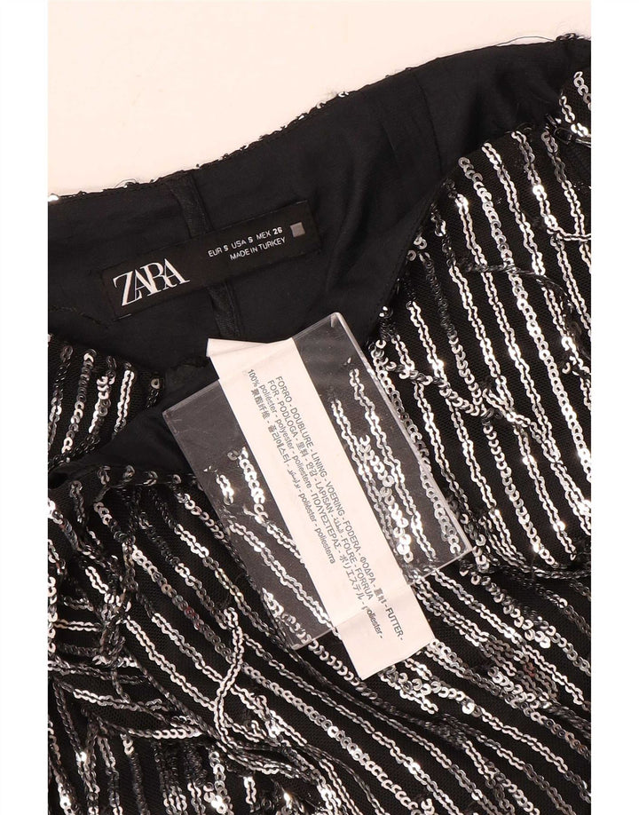 Zara Γυναικεία Μίνι Φούστα Μικρή W26 Μαύρη Ριγέ Πολυεστέρας