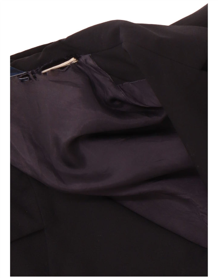 VINTAGE Γυναικείο τζάκετ με 3 κουμπιά Blazer IT 46 Μεγάλο Μαλλί Navy Blue