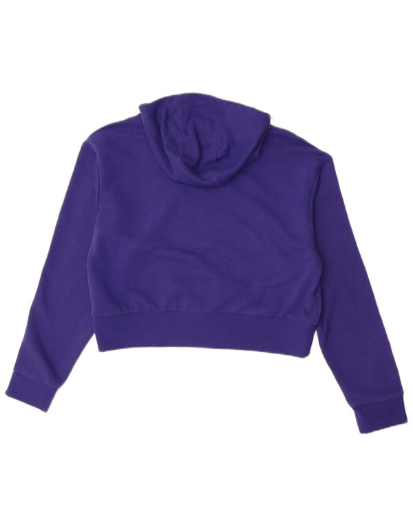 ADIDAS Girls Crop Graphic Hoodie Jumper 13-14 Years Purple Floral Cotton