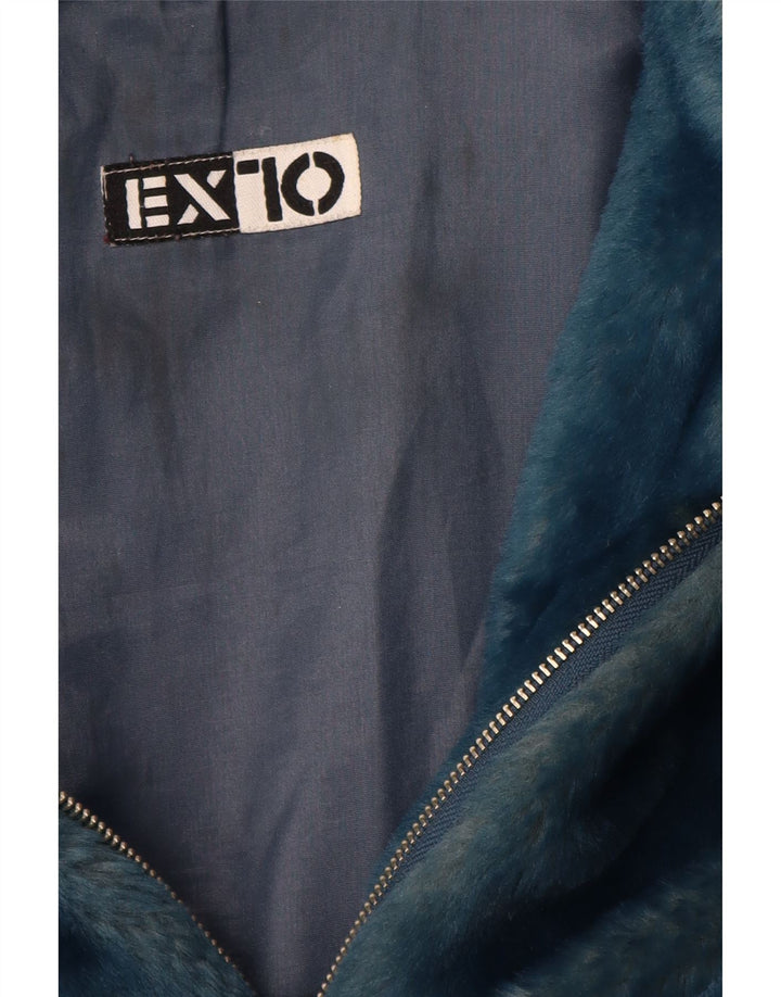 Vintage Γυναικείο Μπουφάν από Faux Fur UK 12 Medium Blue Πολυακρυλικό