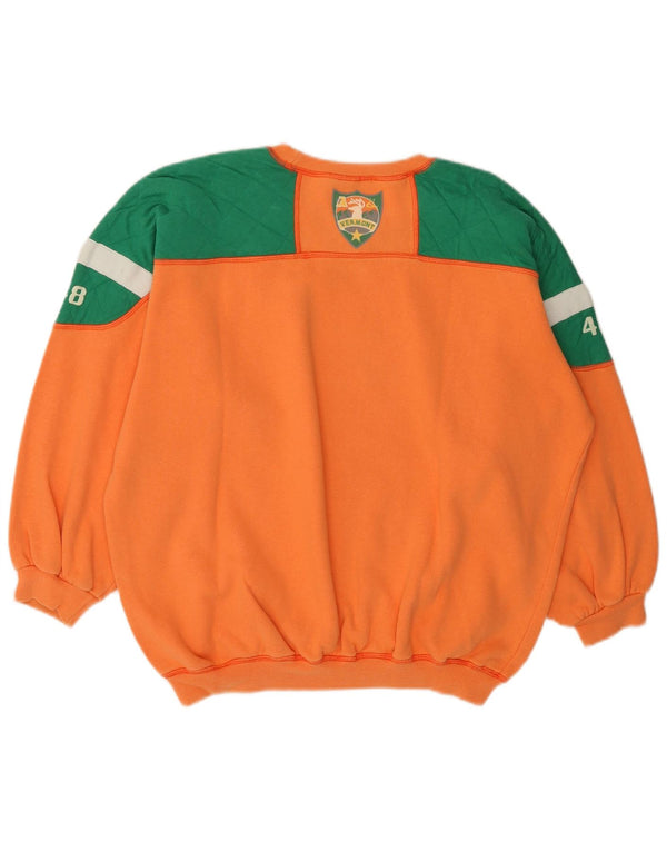 By American Womens Graphic Sweatshirt Jumper UK 22 3XL Orange Colourblock