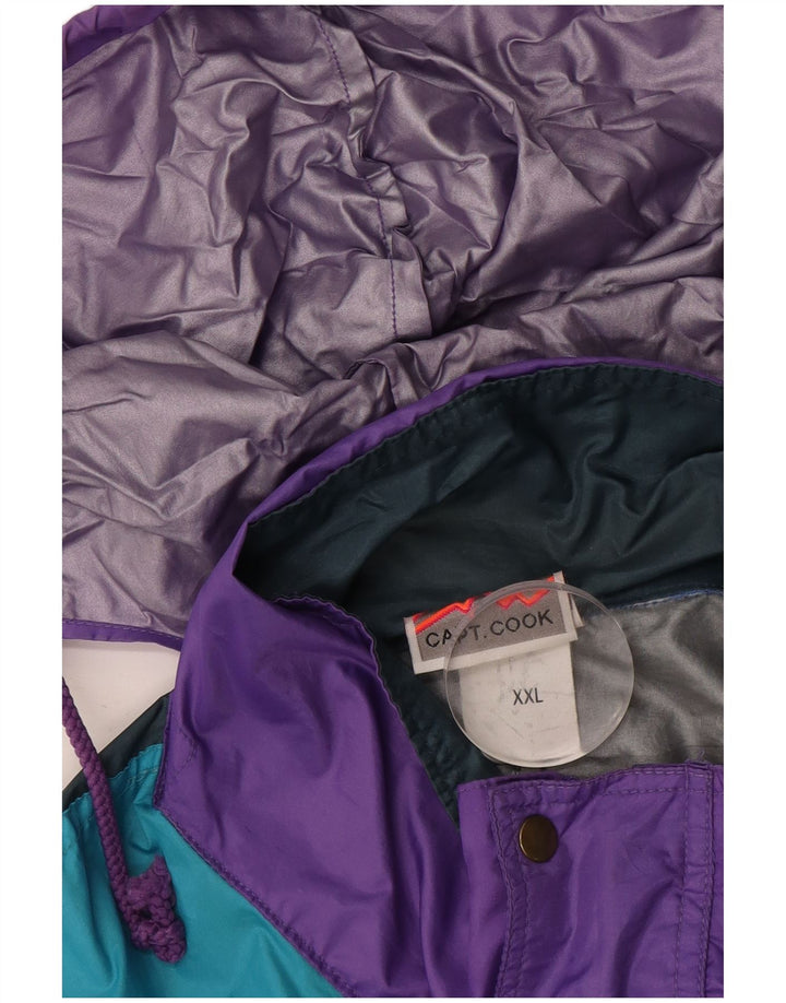 Ανδρικό μπουφάν βροχής με κουκούλα Capt. Cook UK 44 2XL Purple Colourblock Retro