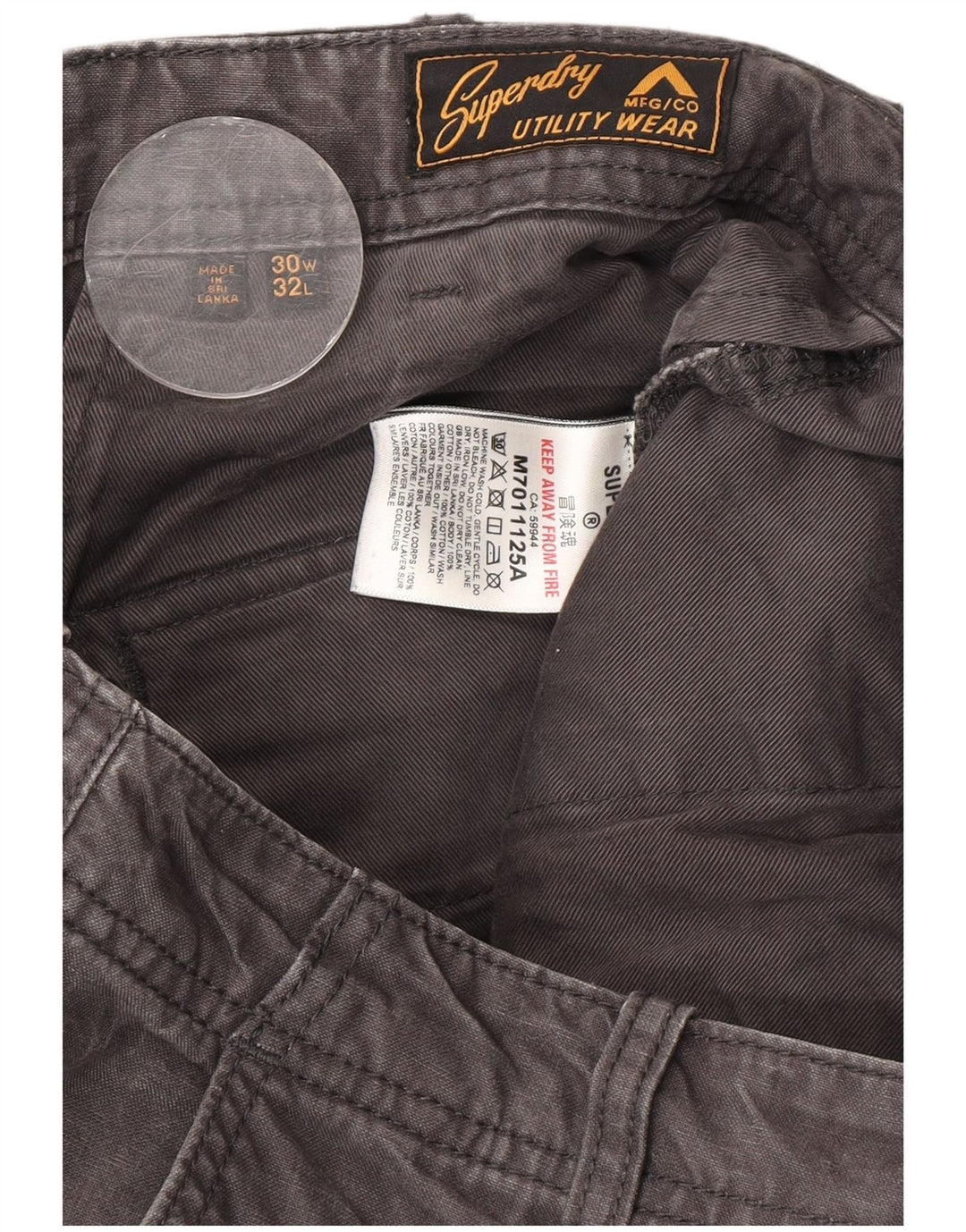 Superdry Ανδρικό ίσιο παντελόνι Cargo W30 L32 Γκρι βαμβακερό