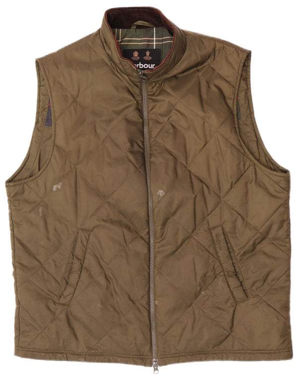 Barbour Mens Quilted Gilet UK 42 XL Khaki Polyamide