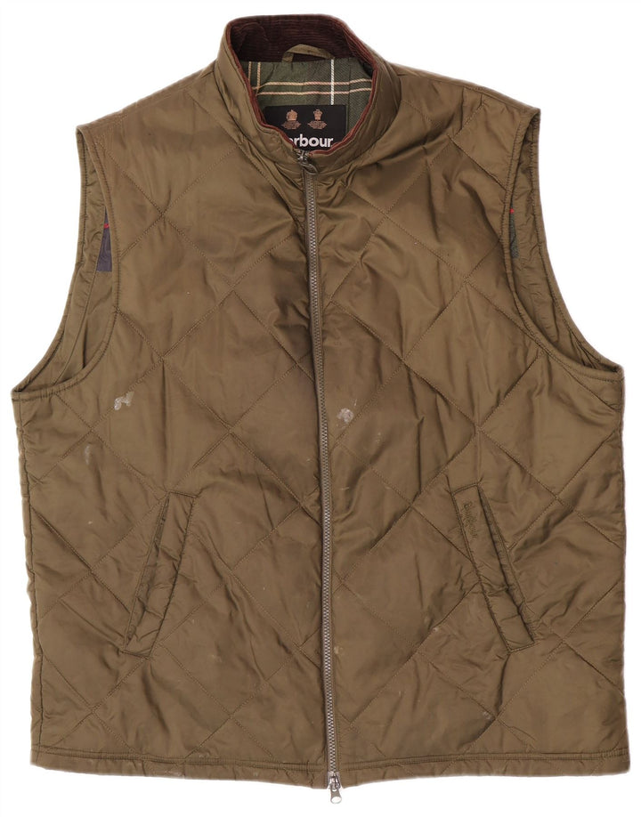 Barbour Mens Quilted Gilet UK 42 XL Khaki Polyamide