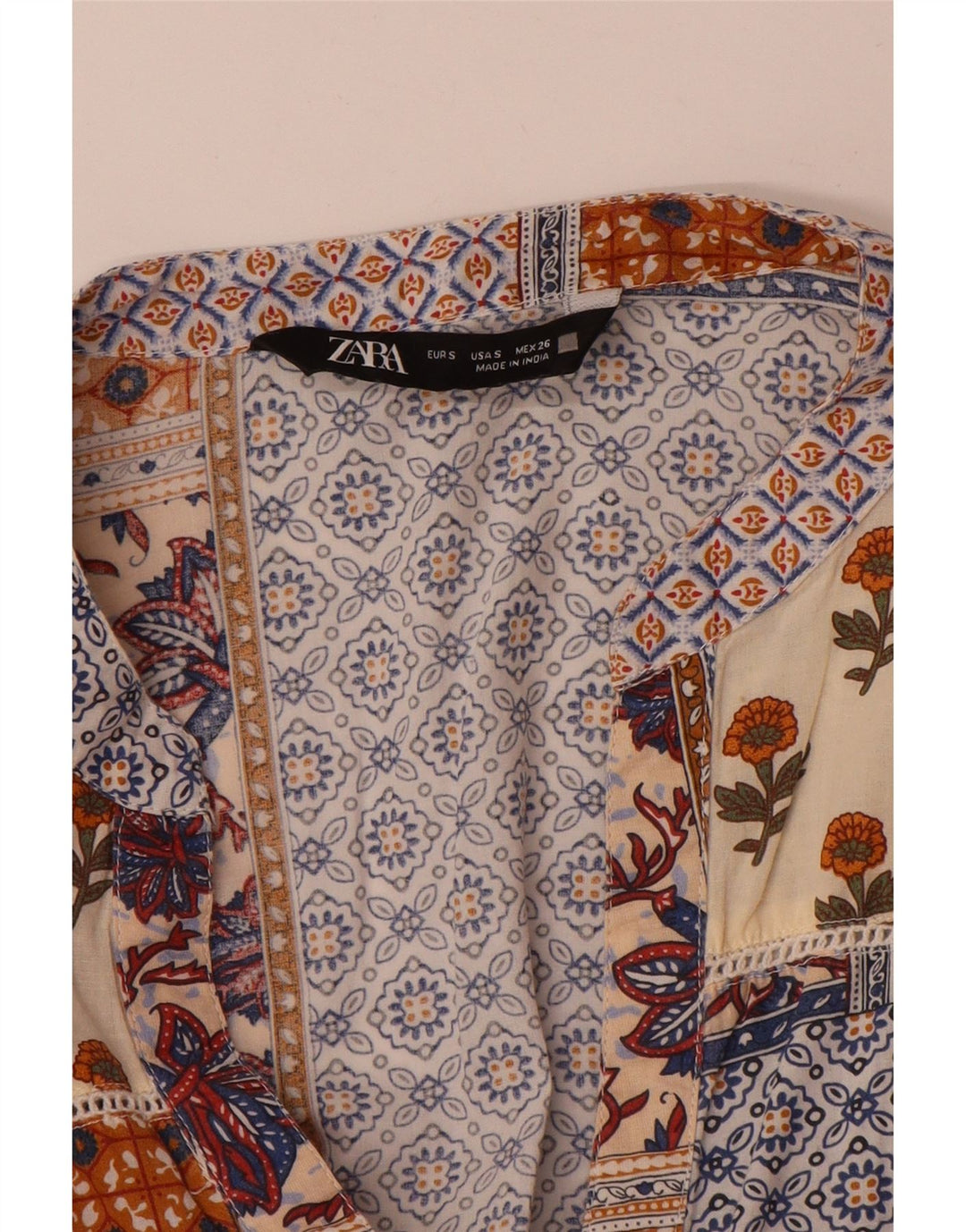 Zara γυναικείο μακρυμάνικο φόρεμα UK 10 Μικρό πολύχρωμο συνονθύλευμα