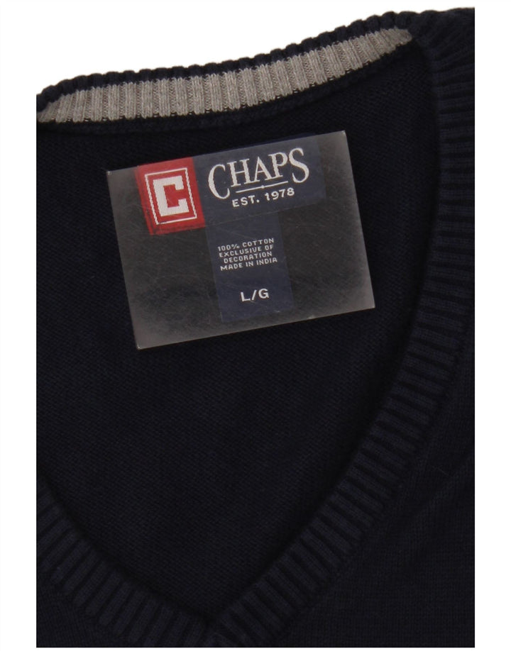 CHAPS Mens Vest Tank Top Large Navy Blue Cotton