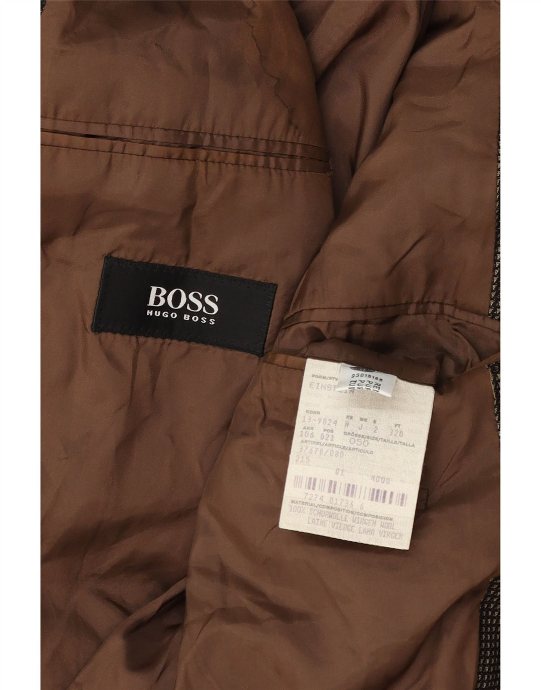 Hugo Boss Ανδρικό σακάκι μπλέιζερ με 3 κουμπιά EU 50 Μεγάλο καφέ μαλλί με στίγματα