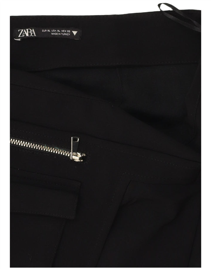 Γυναικεία Μίνι Ψηλόμεση Φούστα ZARA XL W32 Μαύρη Πολυεστέρας