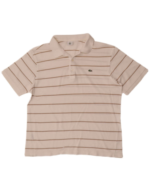 Ανδρικό πουκάμισο πόλο Lacoste 6 XL Λευκό βαμβακερό ριγέ