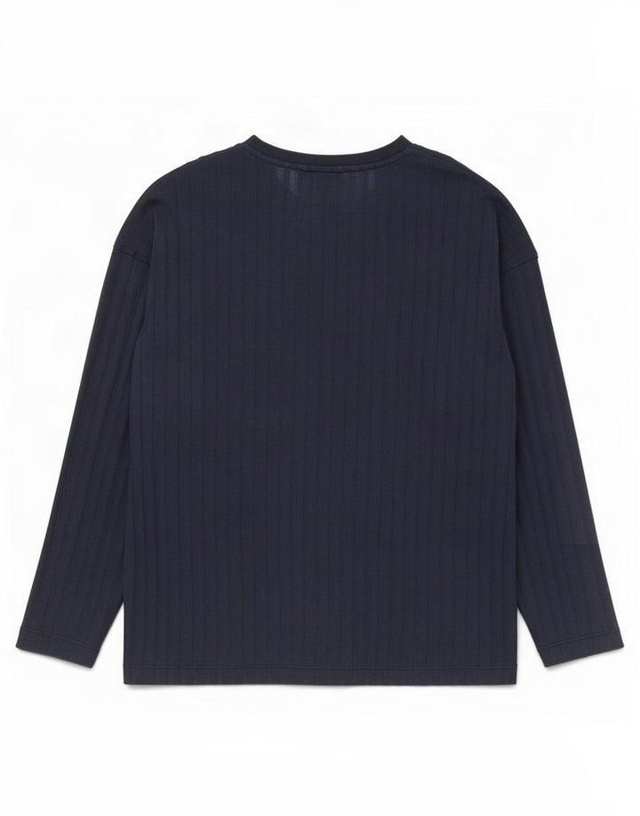 Marks & Spencer Γυναικείο τοπ μακρυμάνικο UK 12 Medium Navy Blue Polyester
