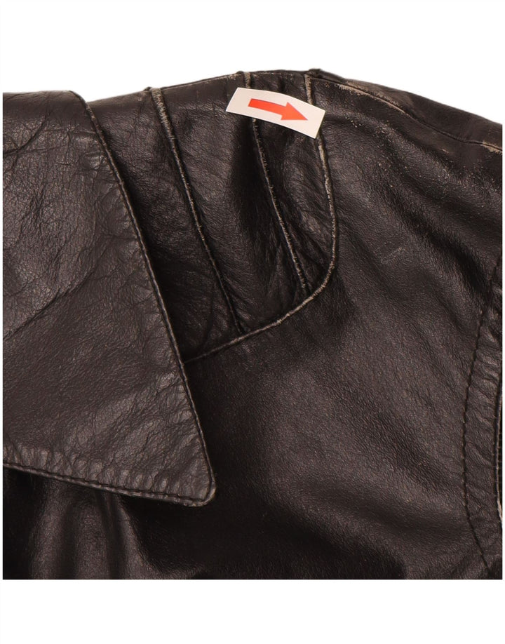 Vintage Girls Leather Jacket 11-12 Years XL Μαύρο