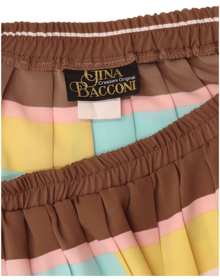 Gina Bacconi Γυναικεία πλισέ φούστα UK 16 μεγάλη W32 καφέ γεωμετρική κλασική