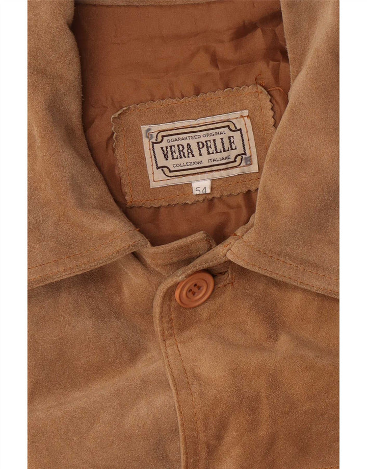 Vintage Ανδρικό Suede Jacket IT 54 2XL Καφέ Δερμάτινο