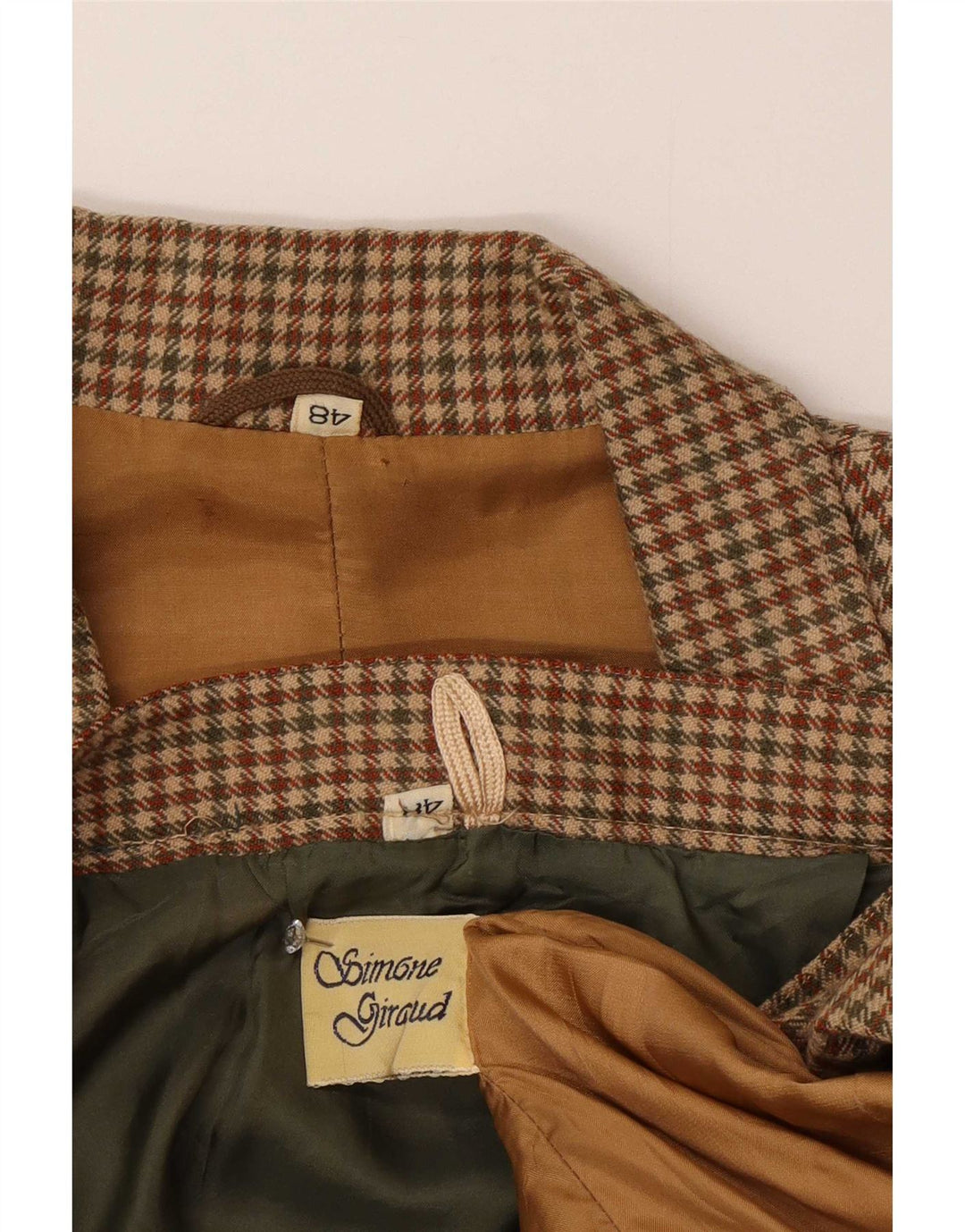 Vintage γυναικείο σετ φούστας με 2 κουμπιά IT 48 XL καφέ Houndstooth